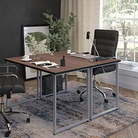 Harvey Black Finish Computer Desk with Silver Metal Frame