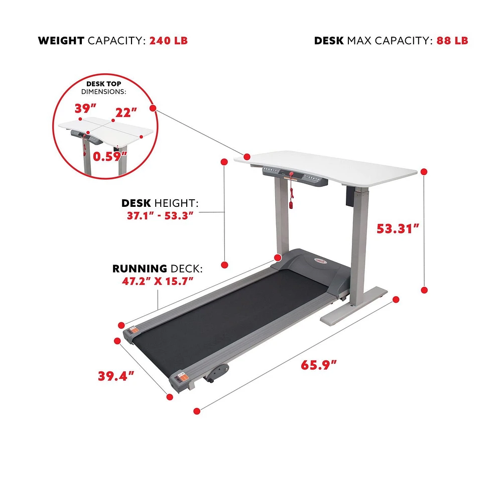 Tapis roulant Sunny Health & Fitness avec bureau automatisé détachable - SF-TD7884 - noir/blanc
