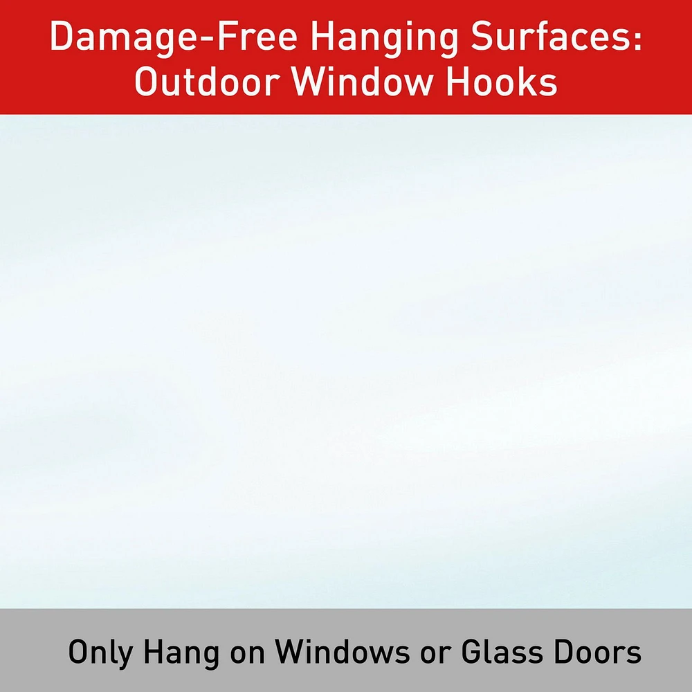 Command™ Outdoor Window Hook 17091CLRAWVPEF, Clear, Medium, 2 lb, 5 Hooks, 6 Strips