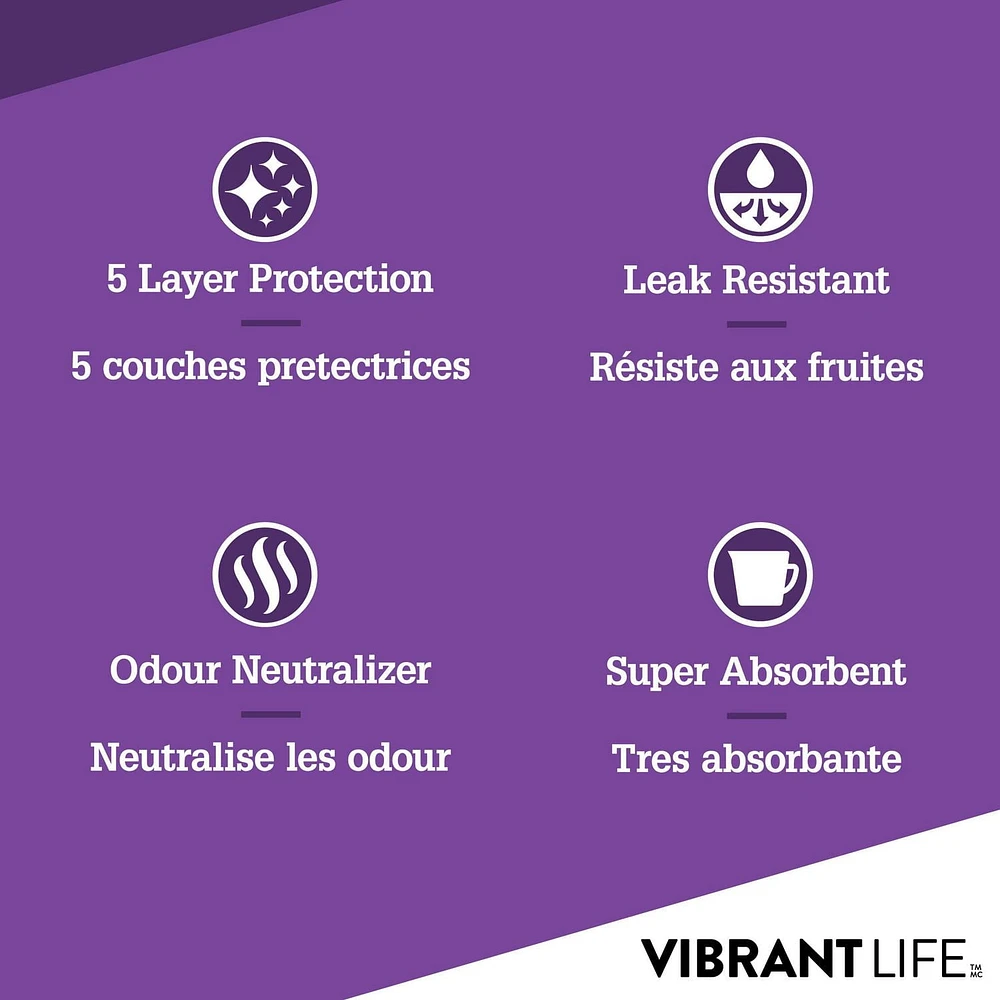 Vibrant Life Dog Pee Pads and Puppy Training Pads Lavender Scented  - 'L (56*56cm)', Multiple Pack Sizes Available