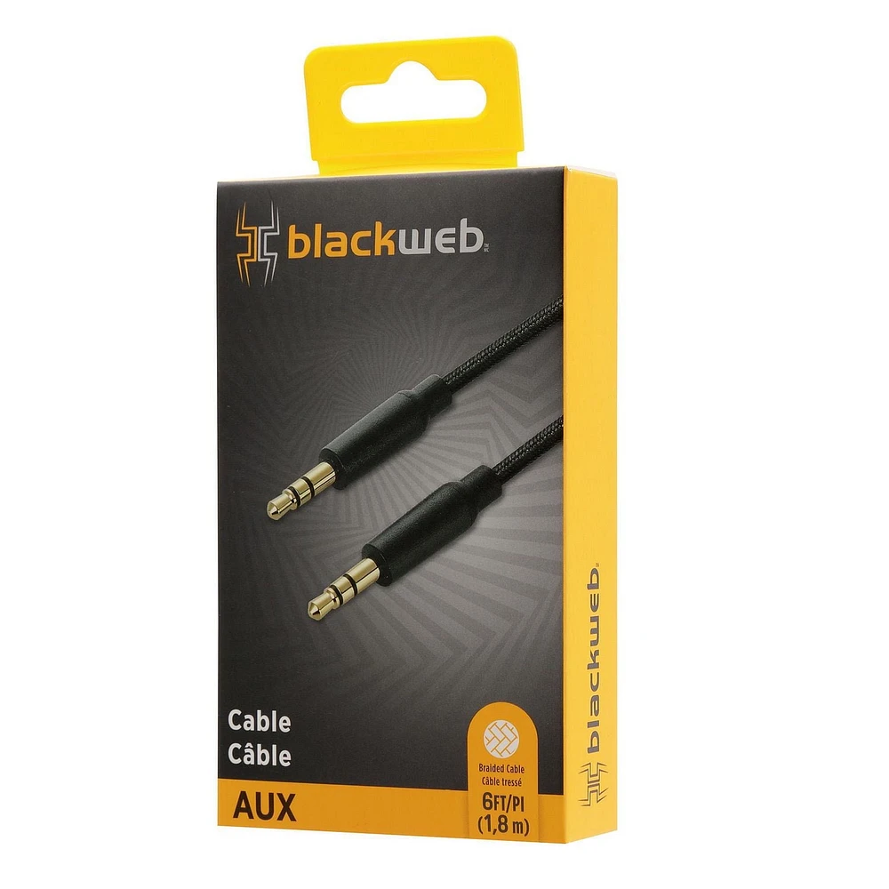 Câble auxiliaire de 1,8 m (6 pi) blackweb (Noir) Câble tressé résistant