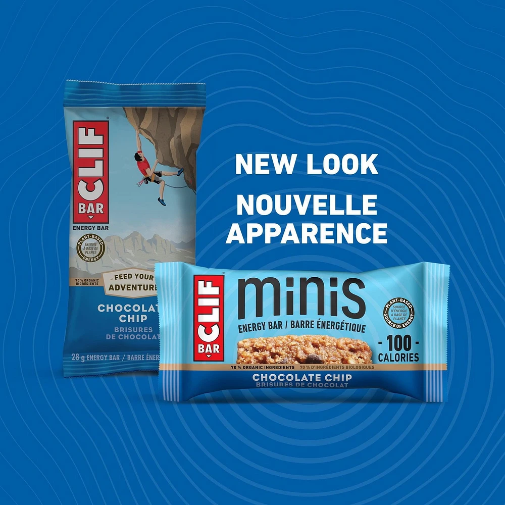 CLIF BAR, Mini Chocolate Chip Energy Bar, 70% Organic Ingredients, No Artificial Flavours, 28 g (Pack of 10)