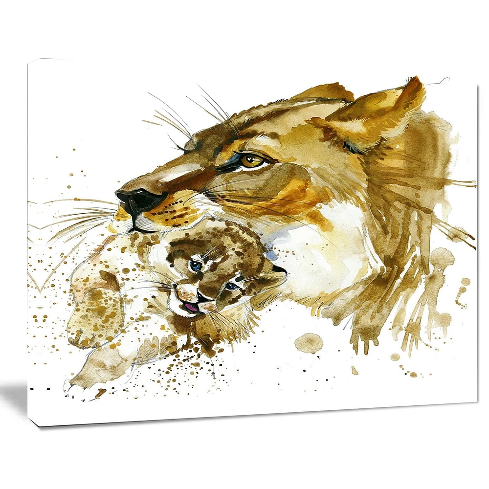 Impression sur toile « Lioness And Cub Illustration » Design Art