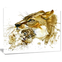 Impression sur toile « Lioness And Cub Illustration » Design Art
