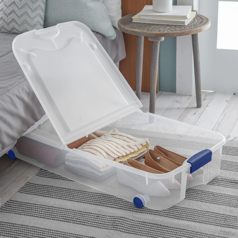 Sterilite Ultra™ 62 L Stadium Blue Wheeled Underbed Storage Box, 62 L