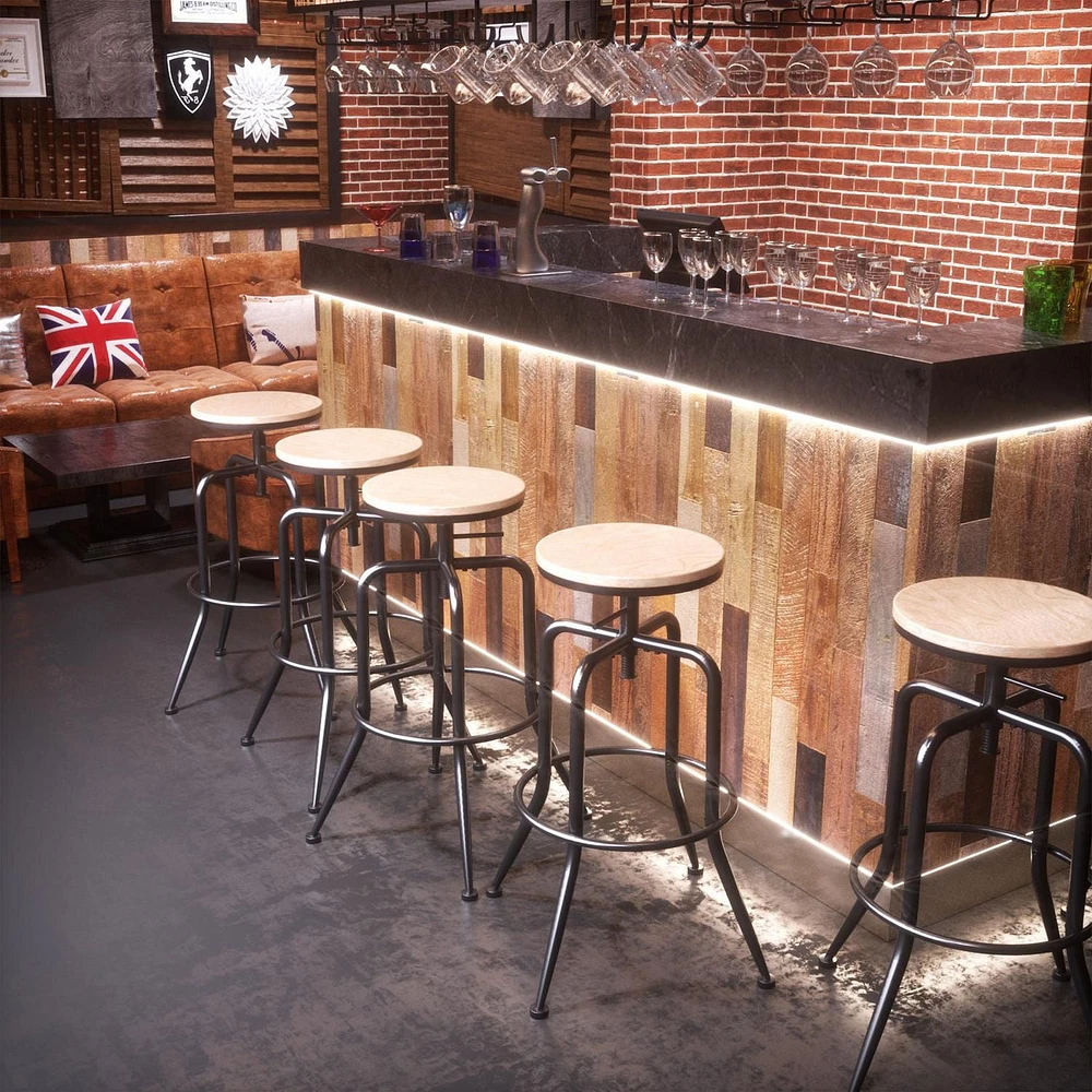 Homy Casa Lot de 2 tabourets de bar pivotants - Tabourets de bar de comptoir à hauteur réglable de 27 à 30 pouces avec siège en bois et repose-pieds en métal