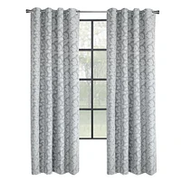 Penelope, panneau de rideau à œillets jacquard à motif feuilles, 100% occultant 52" x 84", argent