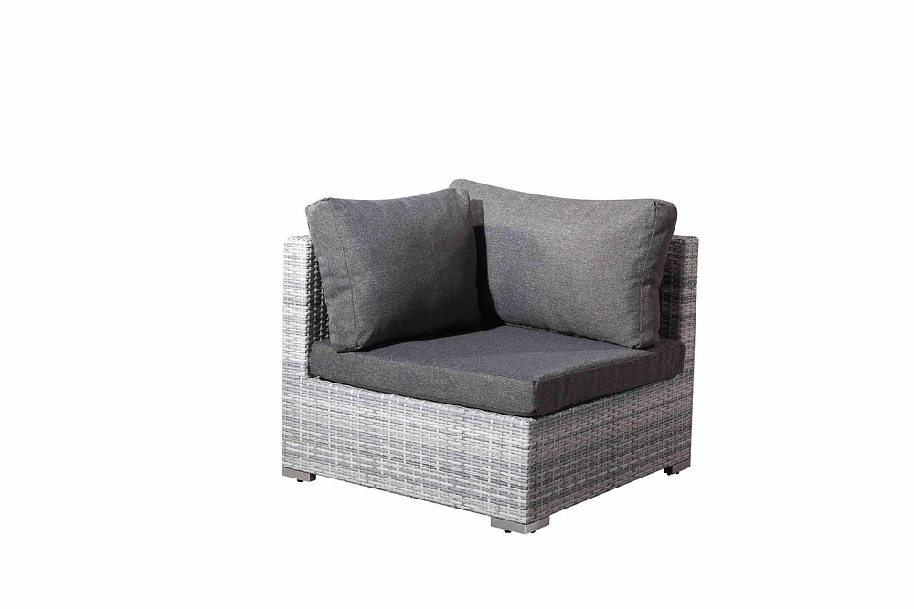 Velago Ensemble Sectionnel Complet en Osier Toutes Saisons Fresco, 8 Pièces, Gris Clair