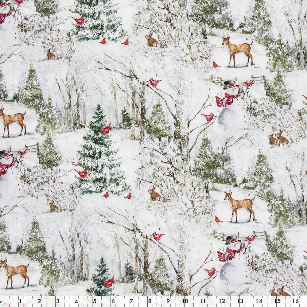 Fabric Creations Tissu de coton au mètre Cardinal de Noël du Pays des merveilles 114 cm (45")