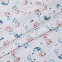Marina Decoration Kids Girls Toddlers Cute Printed 600 Thread Count Soft Cotton Blend Percale Duvet Cover Set with Corner Tie and Zipper, Cartoon Mermaid Pattern