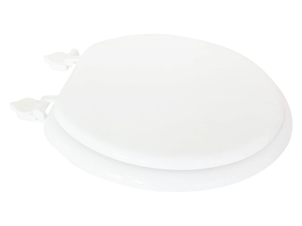 Mainstays Round Wood Toilet Seat, White, Easy off hinge, RD WOOD SEAT, WH, EC