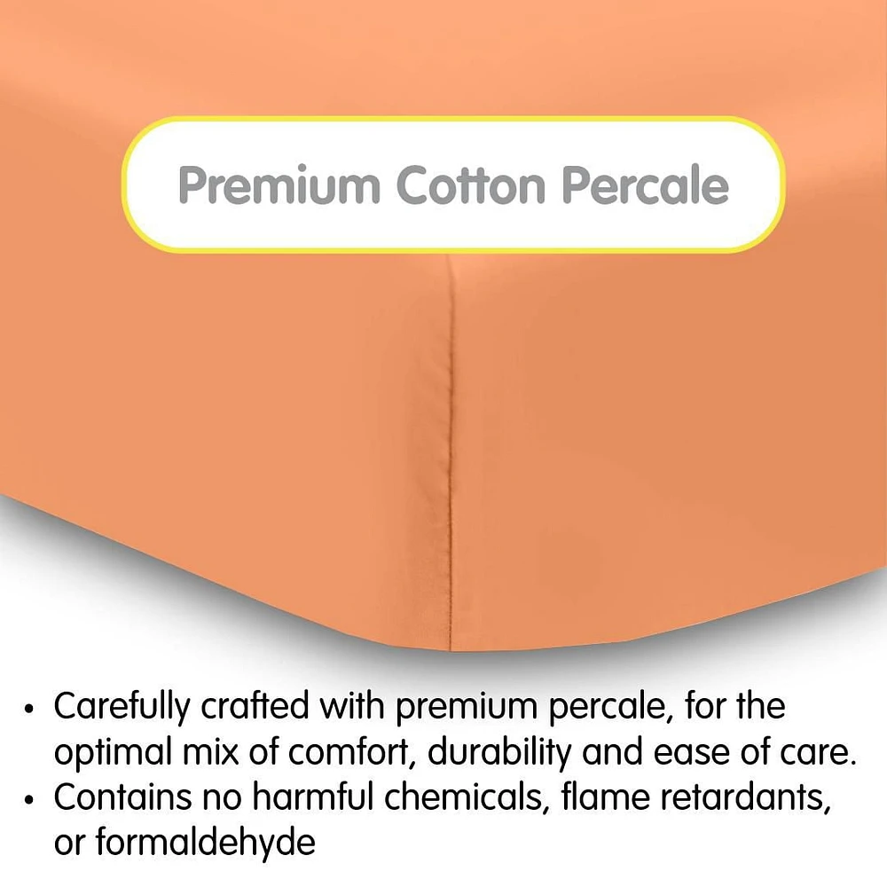 BreathableBaby Drap-housse en percale de coton, pour matelas de lit de bébé et de tout-petit de 52 po x 28 po/132 x 71 cm (paquet de 2)