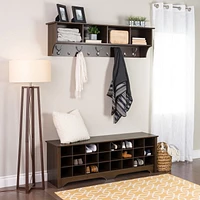 Prepac 60 in W x 20.25 in H x 15.5 in D Shoe Cubby Bench, Multiple Finishes