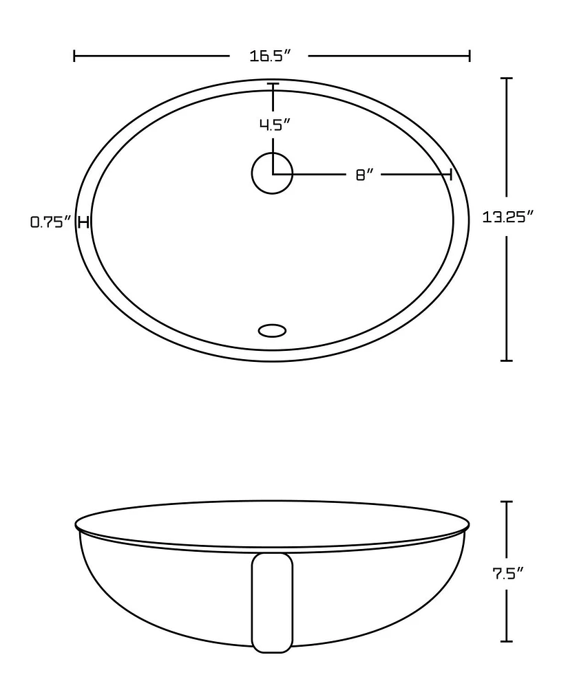 16.5-in. W CSA Oval Bathroom Undermount Sink Set In White - Gold Hardware AI-20523
