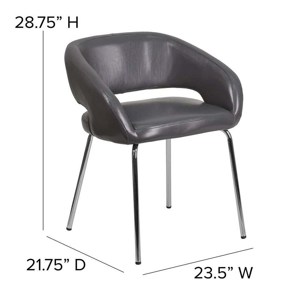 Chaise de réception contemporain auxiliaire en cuir gris de la série Fusion