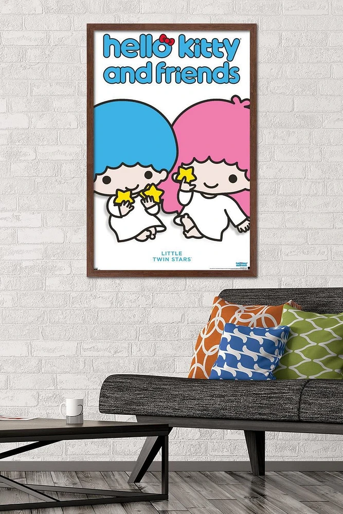 Hello Kitty and Friends: Hello - Little Twin Stars Feature Series Wall Poster with Pushpins, 22.375" x 34"