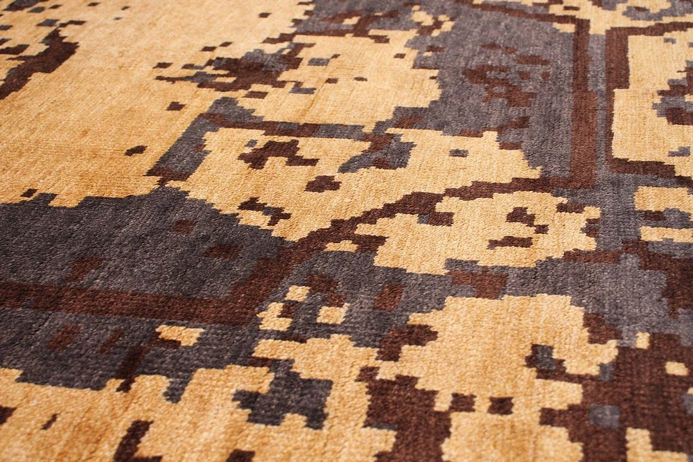 ECARPETGALLERY Tapis Noué à la Main pour Salon, Salle à Manger et Chambre à Coucher Transitionnel Collection Oushak Prestige 5'6" x 7'7" en Gris