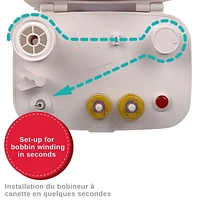 SINGER® Universal Bobbin Winder - For Class 15 and 15J Bobbins - Simple & Portable - Battery Powered With Included Power Adapter, White, SINGER® Universal Bobbin Winder