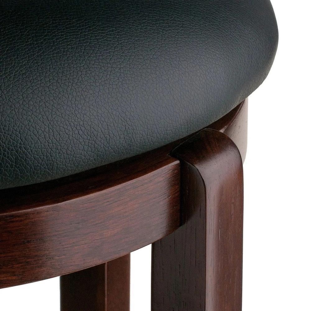Winsome Tabouret de comptoir à siège pivotant Walcott, noir et noyer