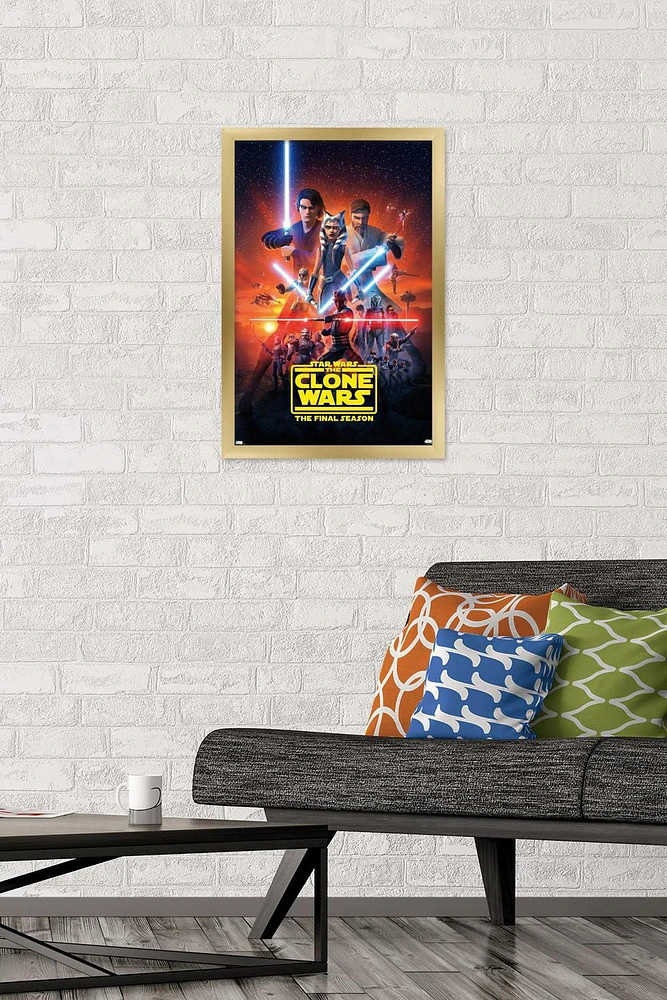Star Wars: The Clone Wars - Season 7 Key Art Wall Poster with Push Pins, 14.725" x 22.375"