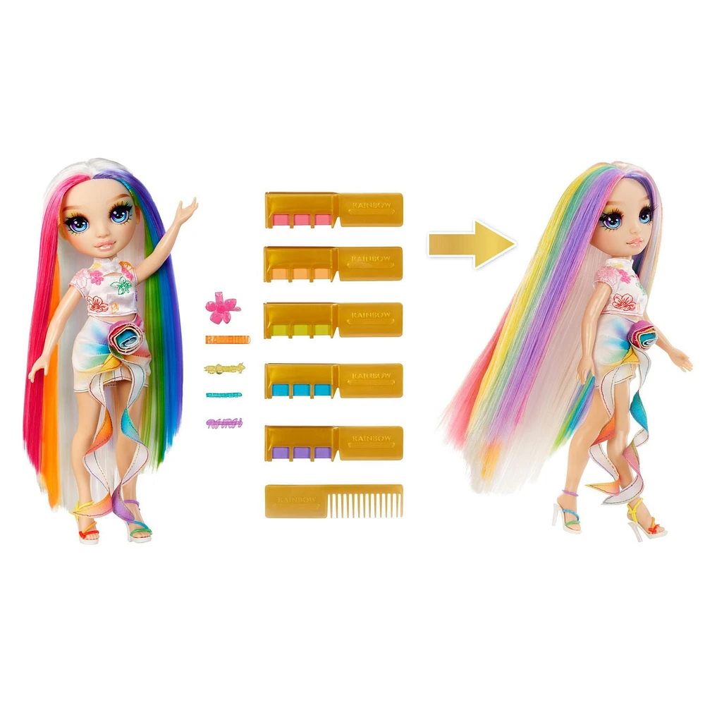 Rainbow High Craie à cheveux et coiffure Amaya – Poupée arc-en-ciel de 11 po (28 cm)