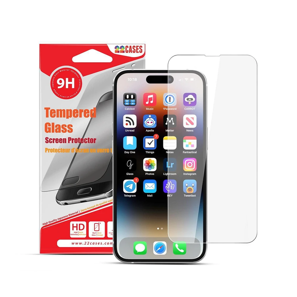 22 cases Tempered Glass Screen Protector iPhone 15 Pro