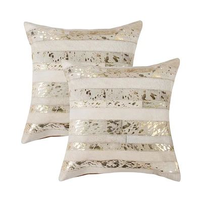 H-Natural Torino Madrid Cowhide 2-Pack Pillows