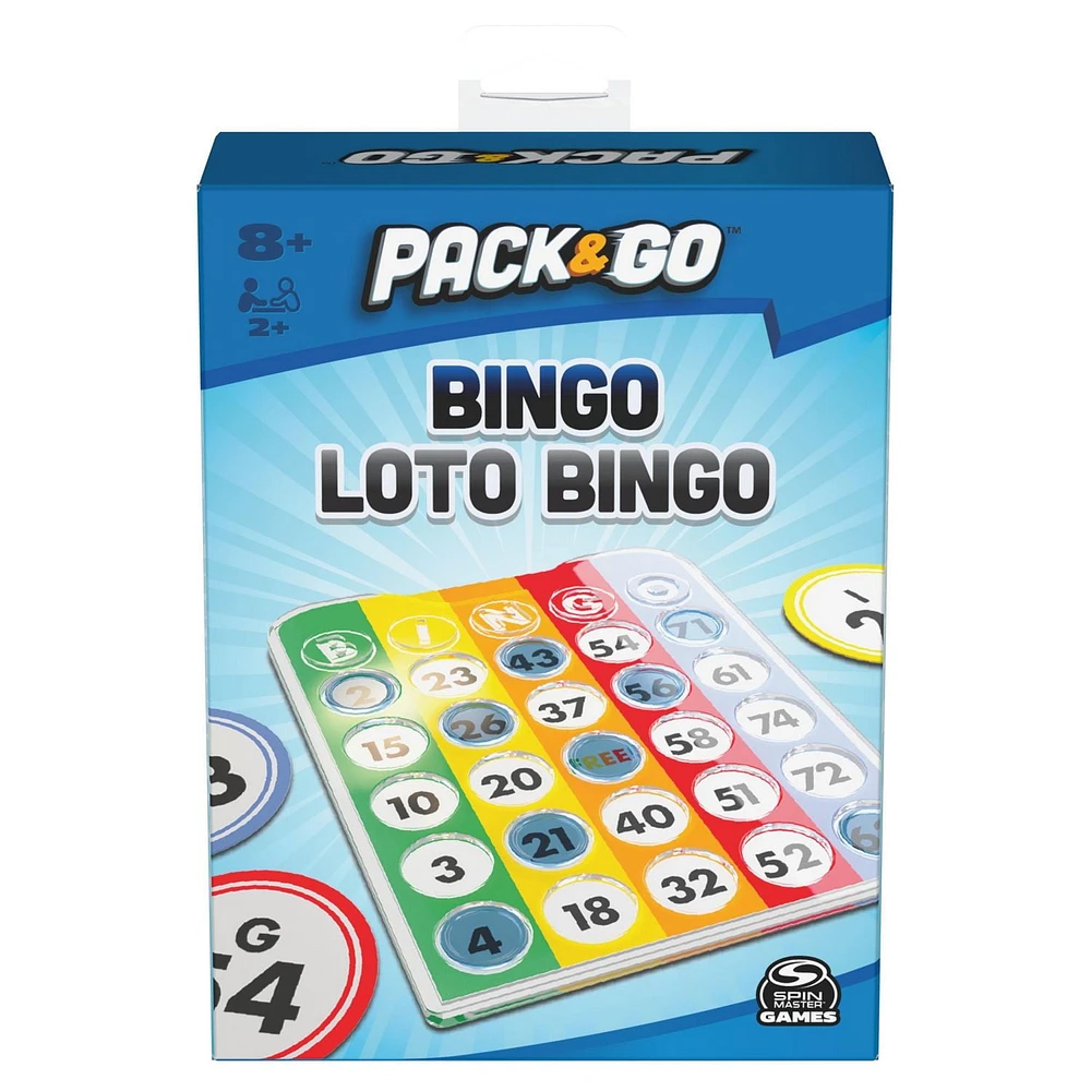 Pack & Go Bingo Game from Spin Master Games Outdoor Games Kids Games Yard Games Portable Rainbow Bingo Chips Games for Adults and Kids Ages 8 and up