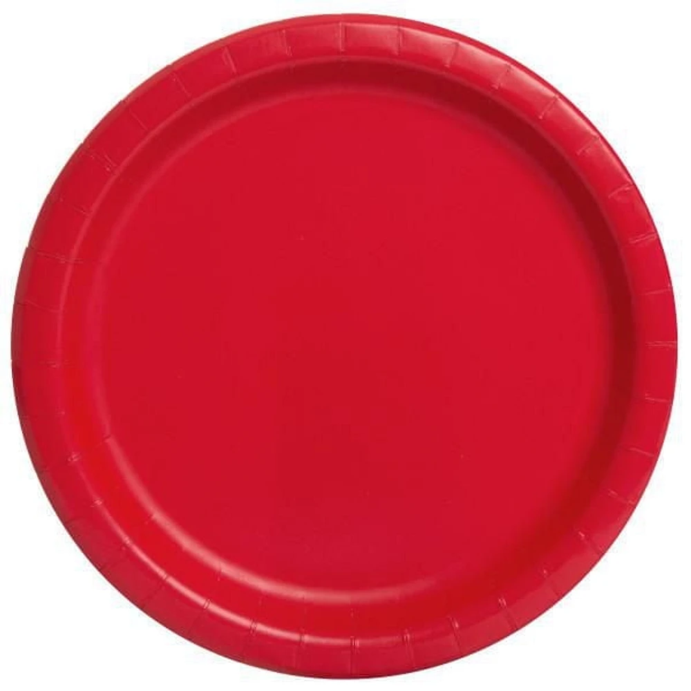 Ravissantes assiettes rondes rouges de 22,9 cm, 20 ct 8,625" /21,9 cm