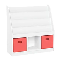Kids Bookrack with Three Cubbies and 2 Bins