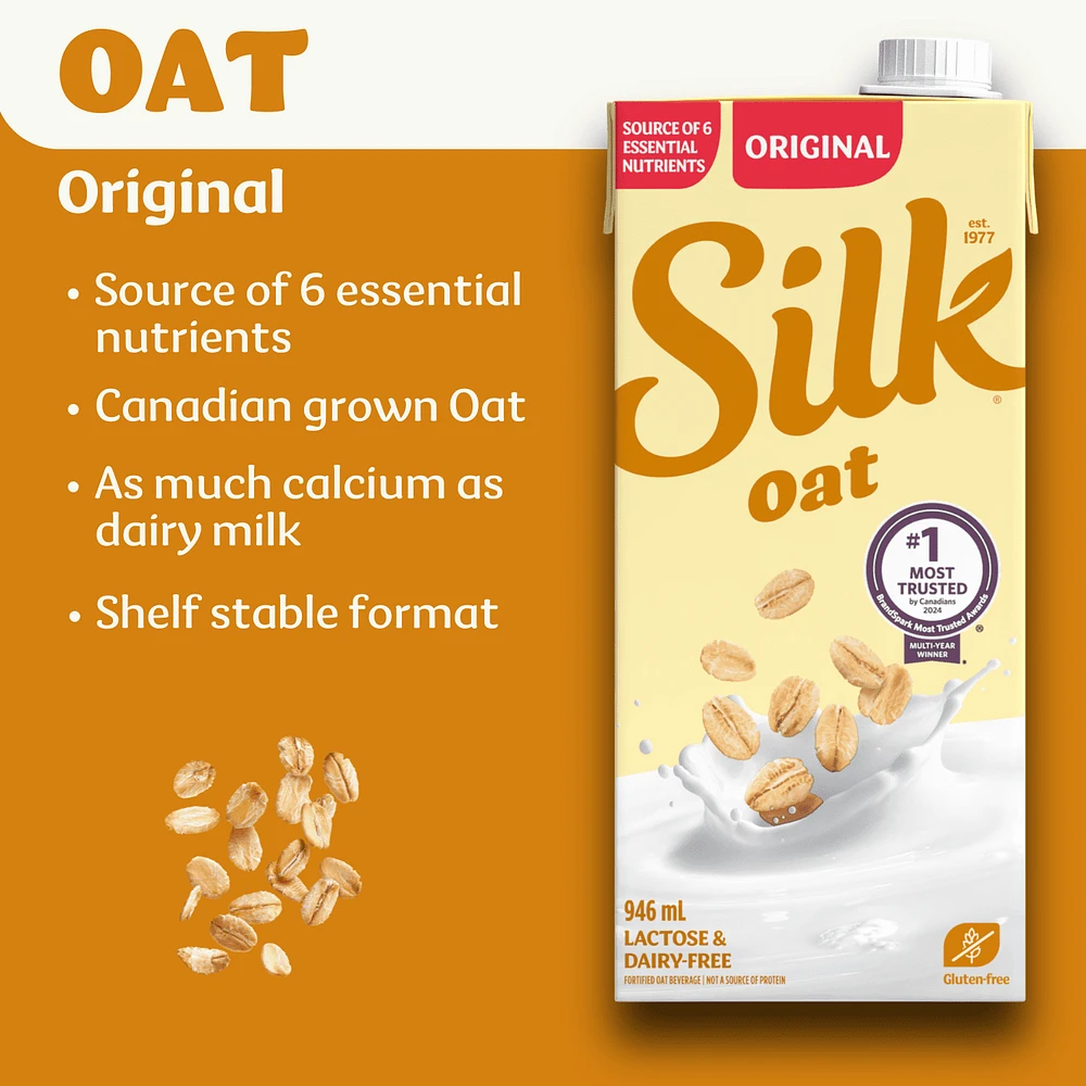 Silk Oat Milk Alternative, Original, Dairy Stable, Shelf Stable, 946 mL