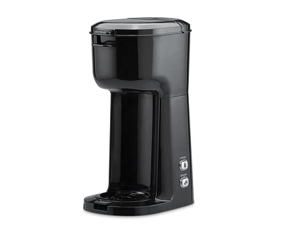 Cafetière à portion individuelle Mainstays, noire, double infusion, compatible café moulu ou K-Cup*, MS-202389CN Café en portion individuelle Mainstays
