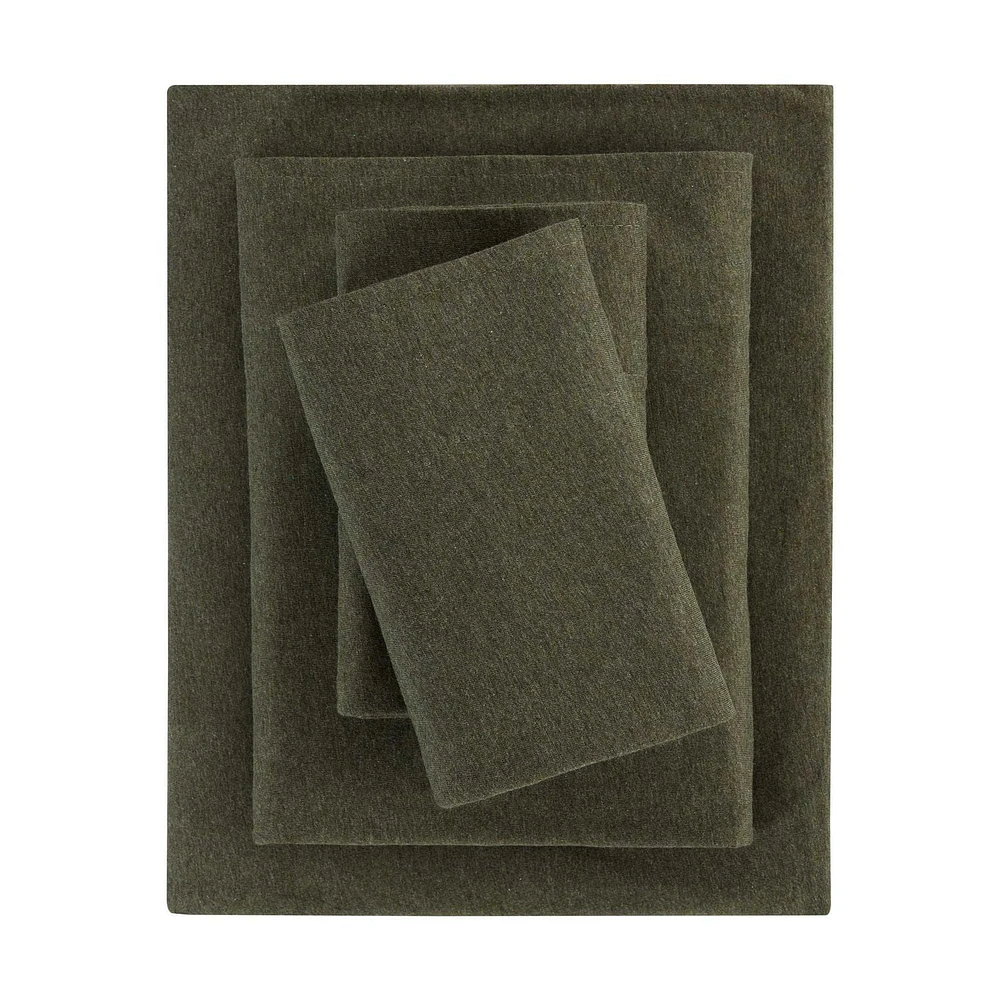 Mainstays Extra Soft Adult Jersey Bed Sheet Set, Double, Sea Turtle Green, 4 Pieces