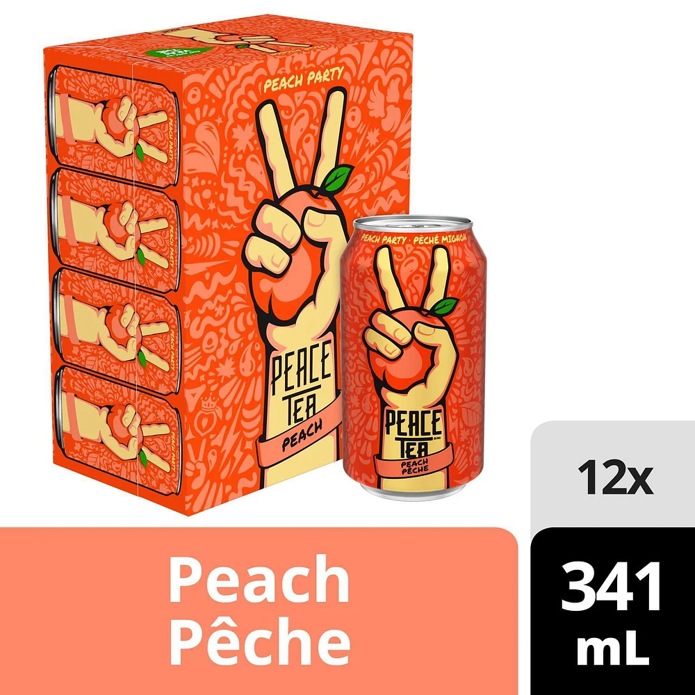 Peace Tea Peach Party Cans, 341 mL, 12 Pack, 12 x 341 mL