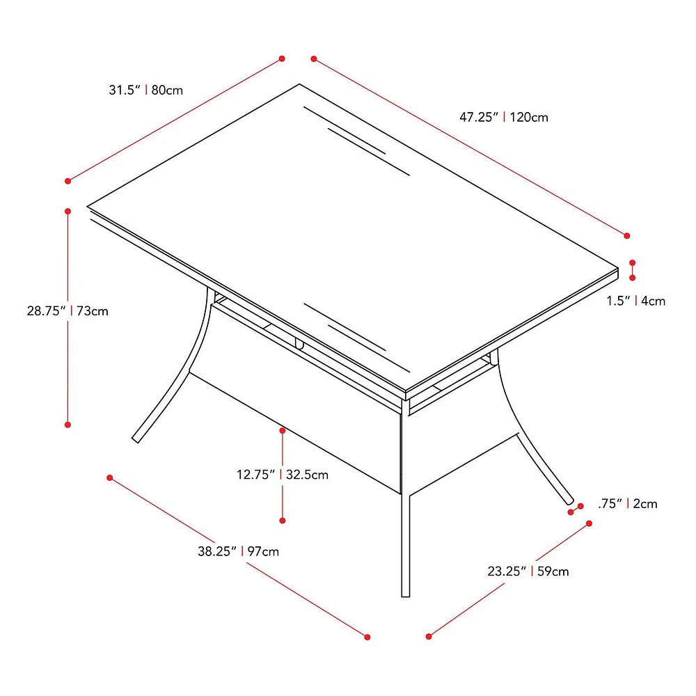 Table de salle à manger rectangulaire - Finition noire