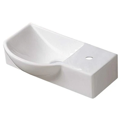 American Imaginations 14.7-in. W Wall Mount White Bathroom Vessel Sink For 1 Hole Right Drilling AI-28582