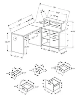 Monarch Specialties Bureau, Bureau À Domicile, Coin, Configuration Gauche, Droite, Tiroirs De Rangement, Forme De L, Travail, Ordinateur Portable, Stratifié, Blanc, Contemporain, Moderne