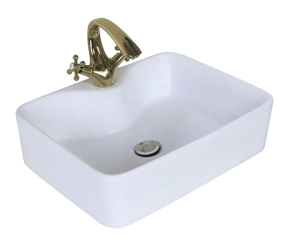 American Imaginations AI-31375 18,75 pouces W au-dessus du navire blanc de compteur pour le perçage de centre de 1 trou