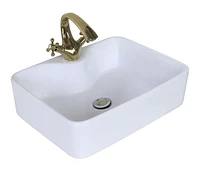 American Imaginations AI-31375 18,75 pouces W au-dessus du navire blanc de compteur pour le perçage de centre de 1 trou