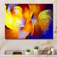 Designart Motif abstrait fractal jaune Art mural sur toile