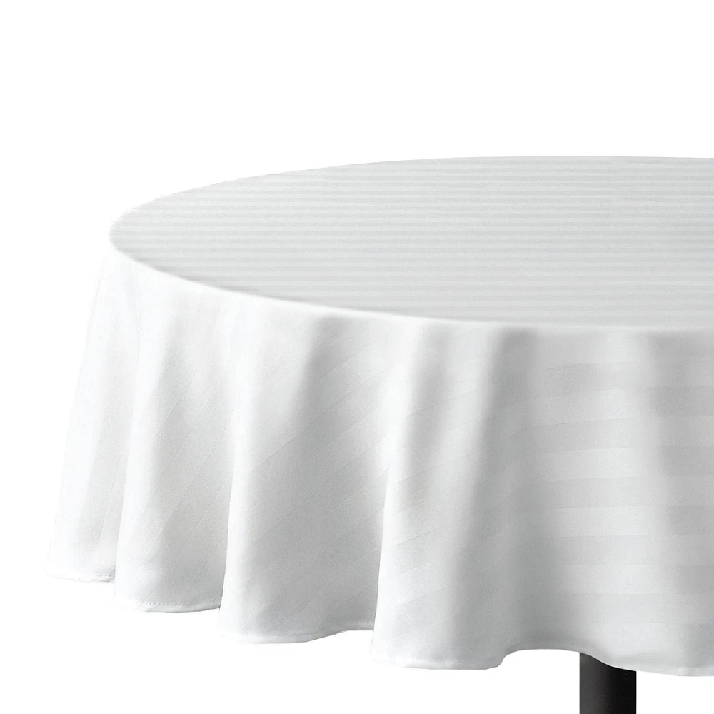 Nappe de table rayée hometrends en microfibre rond de 177,8 cm, blanc
