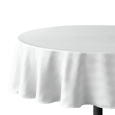 Nappe de table rayée hometrends en microfibre rond de 177,8 cm, blanc