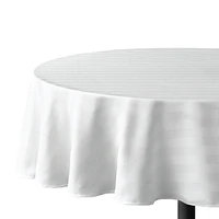 Nappe de table rayée hometrends en microfibre rond de 177,8 cm, blanc