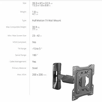 TygerClaw Full Motion Wall Mount for in. to in. Flat Panel TV