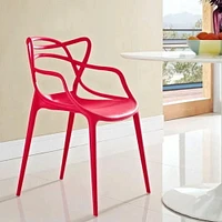 Chaise de salle à manger en plastique rouge de la collection Heavenly, lot de 3