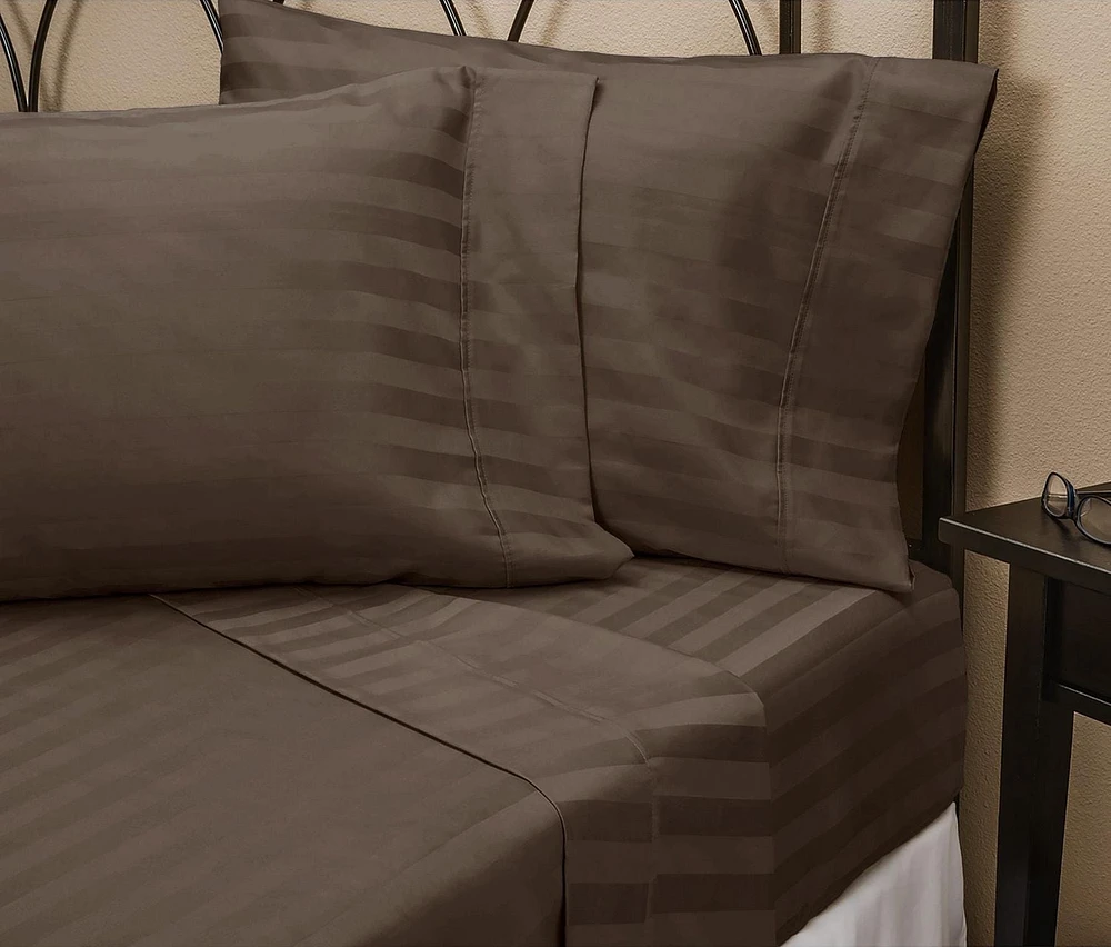 Johnson Home 400 Thread Count Cotton Sheet Set Damask Stripe