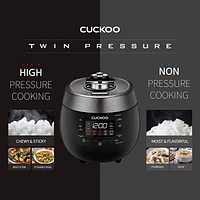 Cuiseur à riz double pression 6 tasses avec plateau à vapeur CUCKOO, 14 modes : Riz blanc, Riz GABA, Vapeur, Porridge, Riz roussi et plus, CRP-RT0609FB, Noir