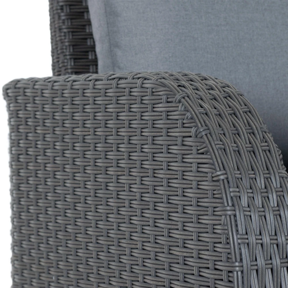 CorLiving Brisbane Rust-Resistant Wicker Left Arm Outdoor Patio Sectional Piece with Cushions