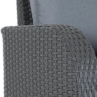 CorLiving Brisbane Rust-Resistant Wicker Left Arm Outdoor Patio Sectional Piece with Cushions