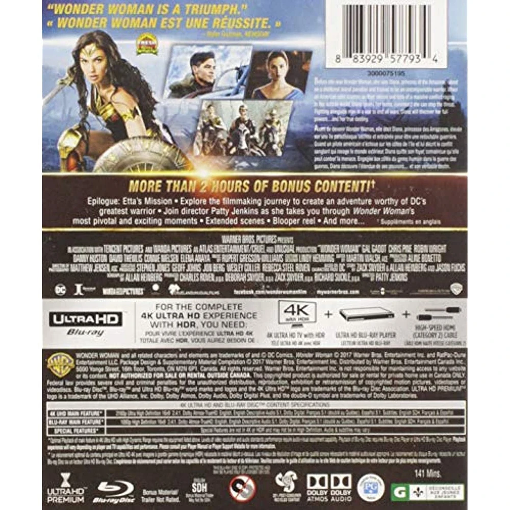 Wonder Woman (4K Ultra HD + Blu-ray + Digital) (Bilingual)